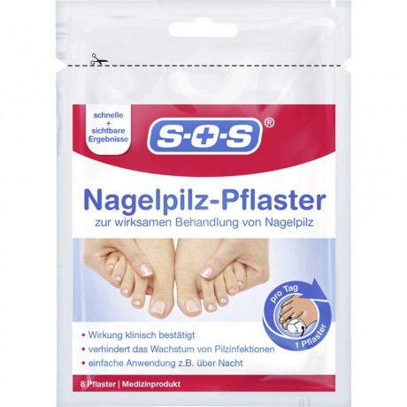 SOS Nagelpilz-Pflaster, 8 Stuck, SOS Пластырь от грибка ногтей, с мочевиной и фумаровой кислотой, 8 шт.