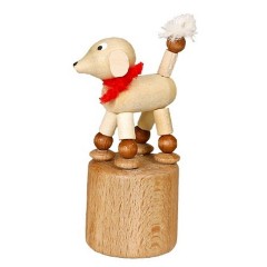 Holzspielzeug Wackelfigur Pudel weiss Деревянная игрушка воблер пудель белый