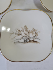 Набор тарелок винтажный Seltmann Weiden с лесными пейзажами, фарфор, 6 шт., 17,5 x 17,5 x 3 см, 9 x 9 x 2 см, Германия, 1960-70гг.