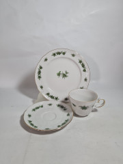 Чайное трио винтажное Seltmann Weiden Bavaria с зеленым ботаническим декором, фарфор, Германия, 1960-70гг.