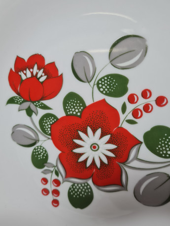 Seltman Weiden Bavaria Чайное трио "Красные цветы", позолоченный ободок, фарфор, Германия, 1960-70гг.