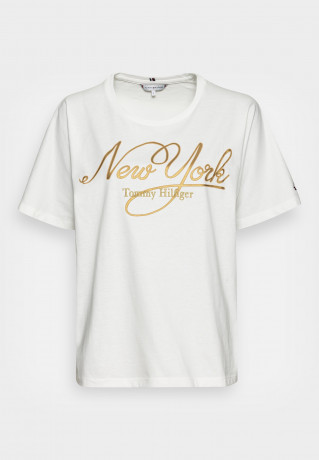 Tommy Hilfiger Print T-shirt ecru футболка с принтом экрю