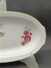 Поднос винтажный Freiberger &quot;Розовые цветы&quot;, фарфор, 26 х 14 см, ГДР, 1970-80гг.