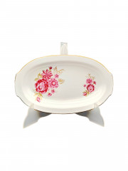 Поднос винтажный Freiberger &quot;Розовые цветы&quot;, фарфор, 26 х 14 см, ГДР, 1970-80гг.