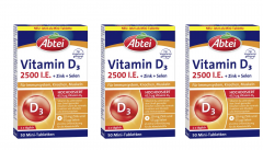 ABTEI Vitamin D3 2500 I.E. Tabletten Titandioxidfr 3stk x 50st, Витамин D3 2500 + Цинк + Селен, 3 упаковки х 50шт