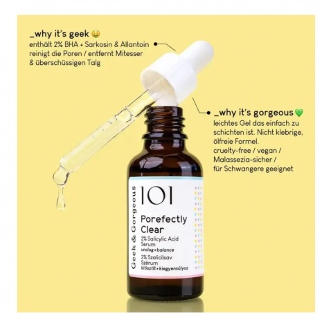 Geek & Gorgeous Porefectly Clear Serum Сыворотка для лица  с салициловой кислотой 2%, от акне и черных точек, для жирной и комбинированной кожи, 30 мл