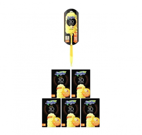 Swiffer 3D SET: Staubmagnet XXL 1st + Tucher Nachfullpack 5St x 5packs (25st), Swiffer щетка для пыли с насадками для дома (Германия), набор 1 щетка + 26 сменных насадок (5х5 + 1), антистатический эффект, 3D Clean