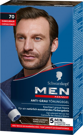 Schwarzkopf Professional Men Perfect Tonungs-Gel 70 Natural Dark Brown 10st, Краска против седых волос-Гель Natur Темно-коричневый 70, 10 штук