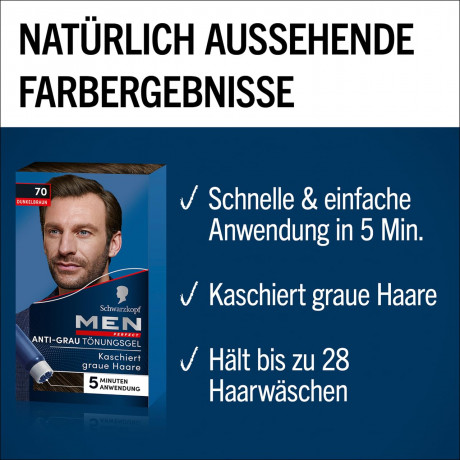 Schwarzkopf Professional Men Perfect Tonungs-Gel 70 Natural Dark Brown 10st, Краска против седых волос-Гель Natur Темно-коричневый 70, 10 штук