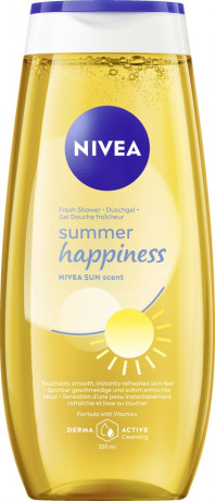 NIVEA Duschgel Summer Happiness, 250 ml, Нивеа Гель для душа с культовым ароматом NIVEA Sun, витамины C и E, алоэ вера, увлажнение, 250 мл