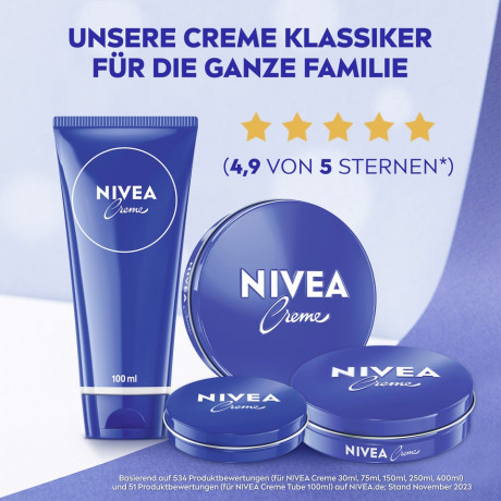 NIVEA Creme, 400 ml, Нивеа Классический крем в банке, пантенол и ланолин, глубокое питание, для всей семьи, 400 мл