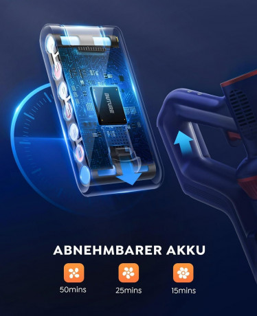 Buture Buture Akku-Hand-und Stielstaubsauger, beutellos, Kabellos 33000Pa mit Touch Screen 2500mAh Abnehmbarem Akku Anti-Tangle  Беспроводной ручной пылесос Buture, без мешка, беспроводной, 33000 Па, с сенсорным экраном, съемный аккумулятор, 2500 мАч, про