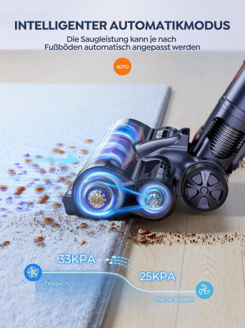 Buture Buture Akku-Hand-und Stielstaubsauger, beutellos, Kabellos 33000Pa mit Touch Screen 2500mAh Abnehmbarem Akku Anti-Tangle  Беспроводной ручной пылесос Buture, без мешка, беспроводной, 33000 Па, с сенсорным экраном, съемный аккумулятор, 2500 мАч, про