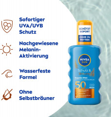NIVEA SUN Schutz &amp; Braune Sonnenspray LSF 50, 200 ml, Нивеа Солнцезащитный спрей для загара, SPF 50, красивый загар с высокой защитой, водостойкий, 200 мл