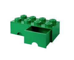 LEGO Aufbewahrungsbox green, LEGO ящик для хранения с выдвижными отсеками (Дания), 50 х 25 х 18 см, зеленый, органайзер в виде конструктора, прочный пластик, для игрушек и вещей