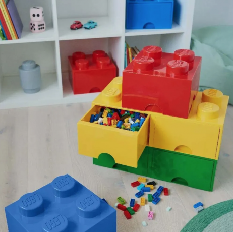 LEGO Aufbewahrungsbox green, LEGO ящик для хранения с выдвижными отсеками (Дания), 50 х 25 х 18 см, зеленый, органайзер в виде конструктора, прочный пластик, для игрушек и вещей