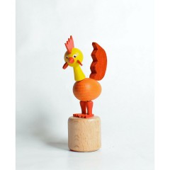 Holzspielzeug Wackelfigur Hahn rot Деревянная игрушка кивает петух красный