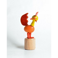 Holzspielzeug Wackelfigur Hahn rot Деревянная игрушка кивает петух красный
