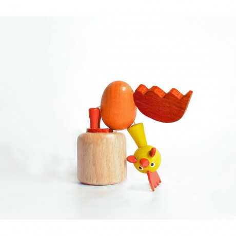Holzspielzeug Wackelfigur Hahn rot Деревянная игрушка кивает петух красный