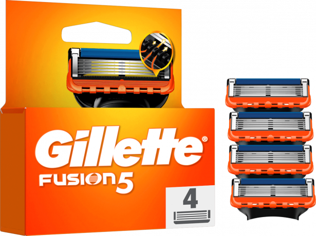GILLETTE Rasierklingen, Fusion5, 4 St, Джилетт Сменные кассеты Fusion5 для мужской бритвы, 4 шт.