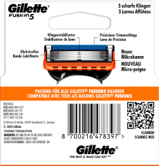 GILLETTE Rasierklingen, Fusion5, 4 St, Джилетт Сменные кассеты Fusion5 для мужской бритвы, 4 шт.
