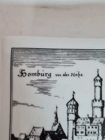 Шкатулка винтажная Gerold / Tettau Bavaria с изображением Гамбурга, черно-белая керамика, 12 x 12 x 8см, Германия, 1960-1970гг.