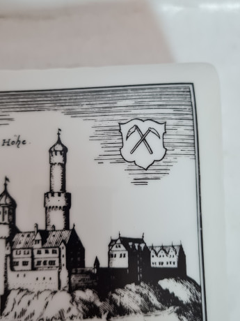 Шкатулка винтажная Gerold / Tettau Bavaria с изображением Гамбурга, черно-белая керамика, 12 x 12 x 8см, Германия, 1960-1970гг.