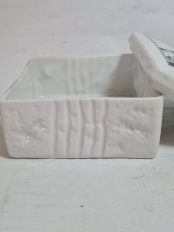 Шкатулка винтажная Gerold / Tettau Bavaria с изображением Гамбурга, черно-белая керамика, 12 x 12 x 8см, Германия, 1960-1970гг.