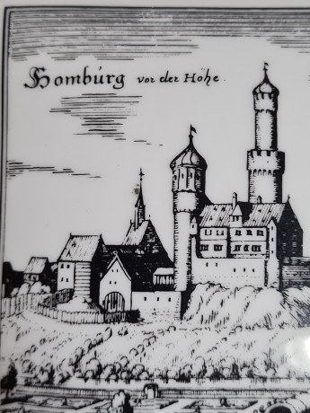 Шкатулка винтажная Gerold / Tettau Bavaria с изображением Гамбурга, черно-белая керамика, 12 x 12 x 8см, Германия, 1960-1970гг.