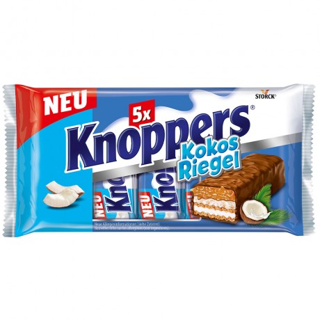 Knoppers KokosRiegel 5x40g Кнопперс Вафли с Кокосовой начинкой 5шт по 40гр, 1 упаковка