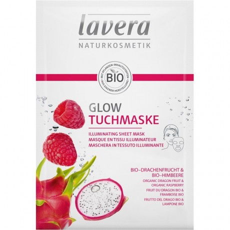 lavera Bio-Drachenfrucht & Bio-Himbeere Glow Tuchmaske  Органическая тканевая маска для сияния кожи с драконьим фруктом и органической малиной