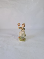 Статуэтка винтажная Im Stil Sitzendorf &quot;Женщина с бубном&quot;, фарфор, 14 см, Германия, 1960-70гг.