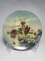 Furstenberg, Коллекционная Тарелка, ограниченный тираж, репродукция картины Герберта Изенберга &quot;У ветряной мельницы&quot;, 19,5 см, Германия 1988г.