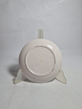 Тарелка декоративная винтажная "Оранжевые и синие цветы", ручная работа, в стиле майолики, керамика, 16.5 см, Германия, 1970-80гг.