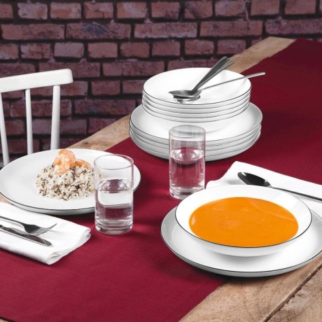 Seltmann Weiden Seltmann Weiden Lido Black Line Speise-Set rund 12-tlg. Обеденный сервиз Seltmann Weiden Lido Black Line из 12 предметов.