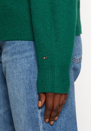 Tommy Hilfiger PUFF SLEEVE MOCK-NECK SWEATER Jumper prep green СВИТЕР С ПЛОСКИМ РУКАВОМ И ВЫРЕЗОМ Джемперы подготовка зеленый