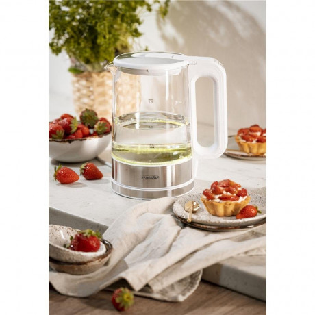 Mesko Mesko Wasserkocher MS 1301W 1,7 Liter, Glaskessel mit LED-Beleuchtung Edelstahl/Weiss Чайник Mesko MS 1301W 1,7 л, стеклянный чайник со светодиодной подсветкой нержавеющая сталь/белый