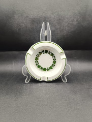 Пепельница винтажная Meissen, зеленый растительный декор, фарфор, 12.5 см, Германия, 1970-80гг.