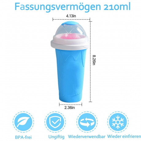 NUODWELL NUODWELL Smoothie-Maker Slush Becher, Slushy Squeeze Cup, Smoothie Maker mit Strohhalm Loffel Blau NUODWELL Smoothie Maker Slush Cup, Slushy Squeeze Cup, Smoothie Maker с соломенной ложкой