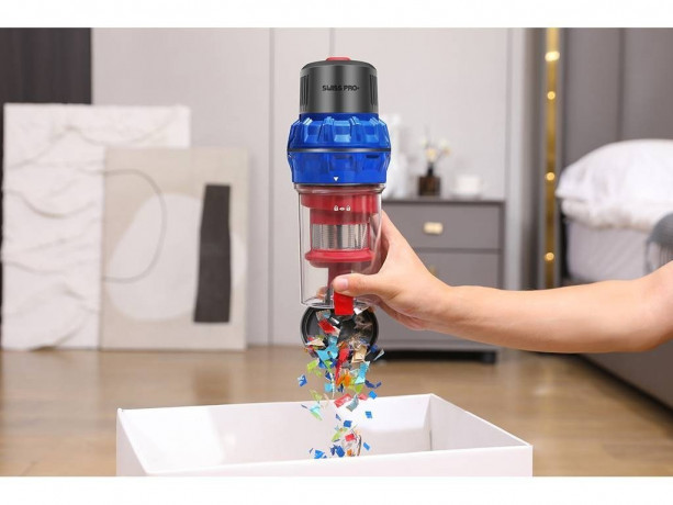 SWISS PRO+ SWISS PRO+ Akku-Bodenstaubsauger Flexibler Staubsauger Beutellos 250W LED Holzboden Teppiche Tierhaare, 250,00 W SWISS PRO+ Беспроводной пылесос с канистрой Гибкий пылесос без мешка 250 Вт со светодиодной подсветкой Деревянные напольные ковры