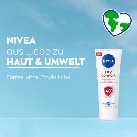 NIVEA Dry Comfort Anti-Transpirant Creme, 75 ml, Нивеа Дезодорант антиперспирант крем, 0% спирта, 48ч защита от пота, 75 мл