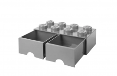 LEGO Aufbewahrungsbox grey, LEGO ящик для хранения с выдвижными отсеками (Дания), 50 х 25 х 18 см, серый, органайзер в виде конструктора, прочный пластик, для игрушек и вещей