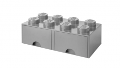 LEGO Aufbewahrungsbox grey, LEGO ящик для хранения с выдвижными отсеками (Дания), 50 х 25 х 18 см, серый, органайзер в виде конструктора, прочный пластик, для игрушек и вещей