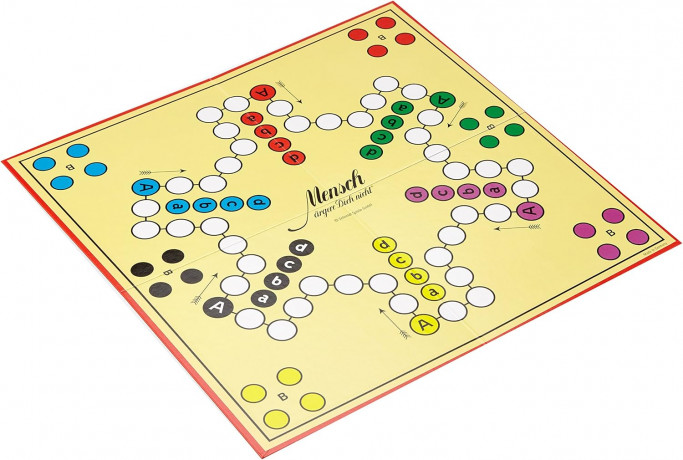 Schmidt Spiele 49330 Classic Line Mensch argere Dich, Настольная игра Не сердись (Германия) 49330, большие деревянные фишки, от 2 до 6 игроков, от 6 лет