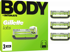 GILLETTE Rasierklingen, Labs Body & Intimate, 3 St, Джилетт Сменные кассеты Labs Body & Intimate для тела и интимных зон, 3 шт.