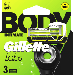 GILLETTE Rasierklingen, Labs Body & Intimate, 3 St, Джилетт Сменные кассеты Labs Body & Intimate для тела и интимных зон, 3 шт.