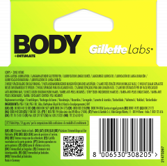 GILLETTE Rasierklingen, Labs Body & Intimate, 3 St, Джилетт Сменные кассеты Labs Body & Intimate для тела и интимных зон, 3 шт.