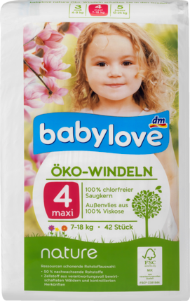 babylove nature Öko-Подгузники Размер maxi, 7-18kg, 42 шт