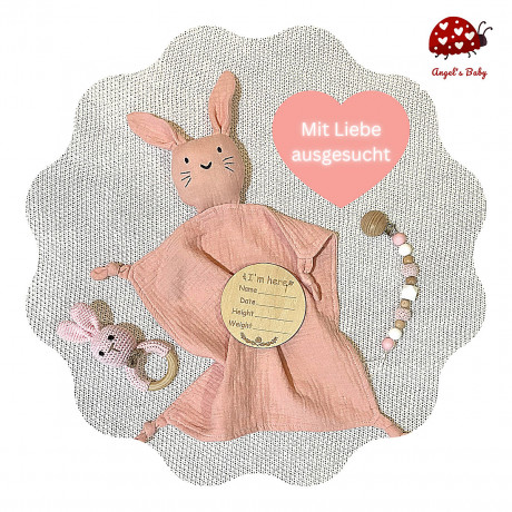 Angels Baby Baby Geschenkset mit Schnullerkette und Schnuffeltuch 4 teilig Детский подарочный набор с цепочкой для пустышки и одеялом