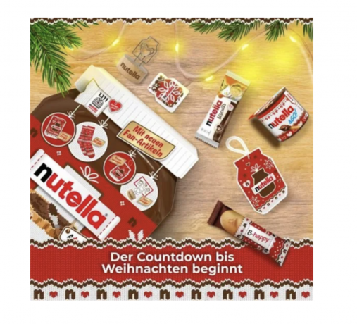 Ferrero Nutella Adventskalender 2026 2stk, Адвент-календарь Nutella Ferrero 2026 Декабрь со вкусом Nutella (Германия), 2 х 528 г, 48 сладких сюрпризов, орехово-шоколадная паста, вафли и печенье, новогодний подарок, 2 штуки